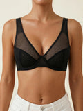 Women Underwire Push Up Bra Solid Thin Mesh Breathable Adjustable Straps Daily Lingerie