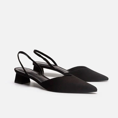 Summer 2025 New Women Black Baotou Fashion Sandals Woman Heels Pumps Silk Sexy Pointed Sandalias Female Low Heels Shoes
