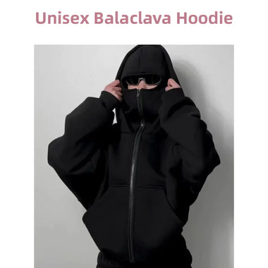 Women sweatshirt Men and women Balaclava Y2K Gothic Harajuku winter Warm new item double hooded sweatshirt men's hooded mask zipper sports Jacket