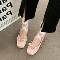 Designer Cross Strap Women Mary Jane Shoes Fashion Square Toe Butterfly-knot Shoes Laides Comfort Dress Ballet Flats Shoes