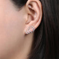 New In Crystal Five Claws Stud Earrings for Women Sweet Curved Luxury Full Rhinestone Small Wedding Ear Jewelry Pendientes