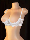 Women's Soft Sheer Lace Quarter Cup Bra Underwire Push Up Sexy Lingerie Open Bust Breathable Skin-Friendly Comfort Brassiere