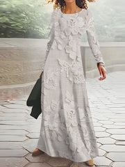 Printed Design Floral Print Long Sleeve Maxi Dress