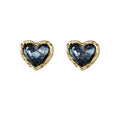 FTCY Trendy Heart Stud Earrings for Women Classic Black White Peach Heart Shape Earrings Women Fashion Korean Jewelry Gifts
