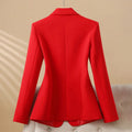 New Fall Collection: Women's Red Long-sleeve Blazer, A Business-casual, Slim-fit Jacket Available in Black or White.
