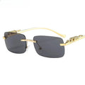 Rimless Small Square Sunglasses Women Men Luxury Brand Designer Travel Driving Sun Glasses Metal Leopard Head Shade Eyewear