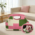 Casual Polyester Knitted Handbag Stripe Pattern Large Capacity Cosmetic Pouch Soft Texture Tote Bag Daily Carry