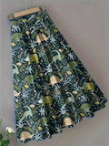 Women's hot selling romantic floral casual fish tail leopard print slimming slant cut high waist elastic waist skirt