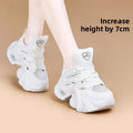 New Women Multi Color Chunky Platform Sneakers Lace Up Mesh Versatile Sporty Height Increasing Spring Autumn