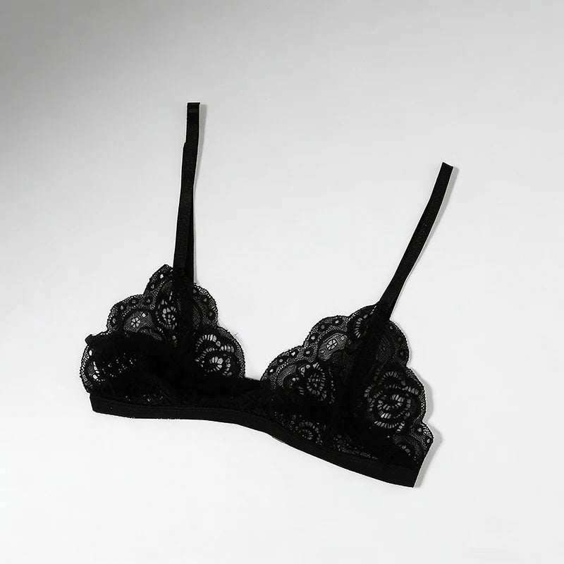 Women's Thin Bra Without Chest Pad Fashion Sexy Lace Lingerie Cutout Back Buckle Tube Top Women's  Underwear Summer Clothes