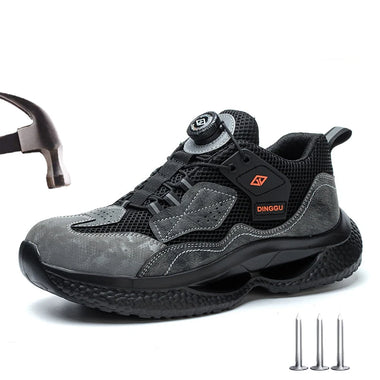 Safety Shoes Men Steel Toe Work Shoes Rotated Button Lightweight Indestructible Anti-smash Safety Boots Protective Work Sneakers