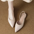 Spring New Women Sandal Fashion Pointed Toe Shallow Slip on Dress Mules Shoes Thin Low Heel Slingback Sandals