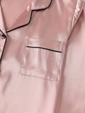 Women Autumn Winter Silk Pajamas Set Casual Soft Breathable and Relaxed Fit Long Shirt Tops and Long Pants Sleepwear