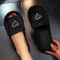 Love Fluffy Slippers Women Home Autumn Winter Plush Heart Designer Shoes Girls Indoor Fuzzy Fur Slides Soft Non-Slip Lightweight