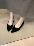 French Retro Twisted Knot Pointed Toe Flats, Soft Suede Slip-on Lazy Shoes, Comfortable Commuter Ballet Flats for Women