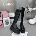 Winter Women Knight High Boots Fashion Back Zippers Ladies Elegant Platform Flats Long Booties Short Plush Women's Footwear 2026