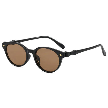 Korean-style fashionable round-frame sunglasses with a bow-shaped design for women