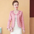 Beading Business Office Women Blazer Solid Long Sleeve Blazer Lapel Open Front Short Suit Jacket For Women's Coat Plus Size 4XL