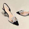 Summer Women High Heels Shoes Luxury Crystal Women Sandals Designer Pointed Toe Pumps Transparent Sexy Women Sandalias De Mujer