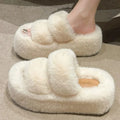 Spring and Autumn New Sponge Cake Thick Bottom Increase Plush Cotton Slippers Women Shoes Wear Home Woolen Shoes