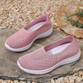 Women Breathable Knit Slip On Loafers Lightweight Soft Sole Elderly Mom Walking Shoes Summer Hollow Mesh Comfort Casual Flats