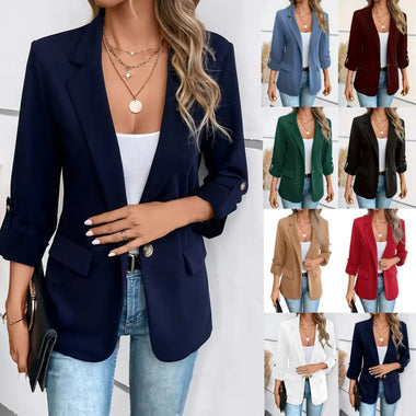 Blazer Women 2026 Casual Autumn Winter Fashion Solid-Color Versatile Pocket Long-Sleeved Suit Women Clothing