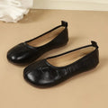 Women Round‑Toe Split‑Vamp Ballet Flats 1CM Flat Heel Soft Faux‑Leather Slip‑On Loafers Comfortable Daily Walking Dress Shoes