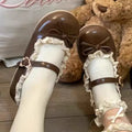Women's Fashion Single Shoes Spring New Round Head Shallow Mouth Butterfly Knot Metal Buckle Soft Sole Non-slip Flat Shoes