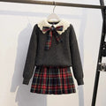 Skirt New autumn and winter collection: stylish and trendy two-piece pleated skirt set for girls