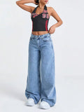 Trend Casual Versatile Low Waist Floor-Length Pants 2026 Autumn New Snow Washed Loose Wide Leg Women's Jeans