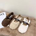 Designer Women Warm Fur Flats Shoes Vintage Fashion Shallow Belt Buckle Spring Autumn Ladies Comfort Loafers Shoes