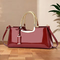 Women's Glossy PU Leather Shoulder Handbag Wedding Clutch Bridal Party Evening Bag