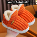 Bebealy Winter Children Shoes Outdoor Fuzzy Antiskid Cotton Slippers Indoor Soft Boys Slippers Classic Fur Girl House Slippers