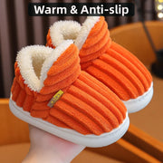 Bebealy Winter Children Shoes Outdoor Fuzzy Antiskid Cotton Slippers Indoor Soft Boys Slippers Classic Fur Girl House Slippers