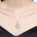 925 Sterling Silver Beautiful Water Drop Pattern Pendant Necklaces Earrings Jewelry Sets For Women Fashion Party Wedding Gifts