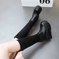 2025 9cm High Wedges Heeled Ankle Boots Women Fashion Long Knee-high Boots Female Wedding Party Sexy Black Warm Shoes Winter
