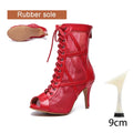 DKZSYIM Latin Dance Shoes Women Red Black Ballroom High Top Jazz Shoes Ladies Men's 5-11cm Heels Salsa Tango Dancing Shoes