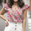 2025 ZANZEA Summer Women Short Sleeve V Neck Tops Bohemian Floral Printed Blouse Casual Beach Blusas Chemise Elegant Party Shirt