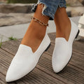 Women Solid Color Pointed Head Mesh Loafers Shallow Woman Soft Bottom Knit Ballet Flat Shoes Female Casual Slip on Boat Shoes