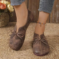 2026 All-Season New Women's Vintage Flat Sole Mom Shoes - Bow Slip-On Casual Flats, Plus Size Comfortable Commuter Shoes