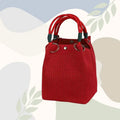 TG820]Mini Knitted Bucket Bag Women Small Handbag Geometric Colorblock Wristlet Purse With Detachable Handle 1PC