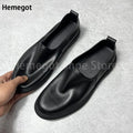 Loafers Flats Black Leather Slip On Loafers Solid Flats Men's Shoes Wear-Resistant Breathable Solid Color Casual Shoes Handmade Men's Shoes