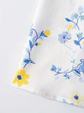 Printed Design Four Seasons Blue Yellow Printed Pattern Holiday Style Half Skirt