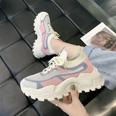 2025 Women's Lightweight Running Shoes Air Mesh Lace Up Sneakers Flat Sole Casual Fashion Tennis Shoes for Outdoor Activities