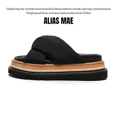 ALIAS MAE Luxury Platform Sandals Women Summer Cross Strap Slides Thick Bottom Beach Shoes Casual Open Toe Slippers