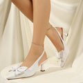 2026 New Bow Decor Pointed Toe Women's High Heels Summer Fashion Solid Closed Toe Stiletto Shoes for Women Women's Heeled Mules