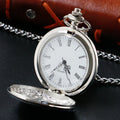 Fashion Silver Roman Digital Half Hunter Pocket Watches Necklace Unique Fashion Personality Couple Quartz FOB Watch Gifts