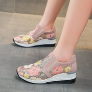 Women's Wedge Sneakers 2026 Spring Autumn Versatile Casual Sequin Design Breathable Casual Thick Sole Women's Vulcanized Shoes