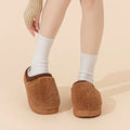 Platform Fluffy Slippers For Women Men House Flats Fashion Warm Plush Winter Cotton Shoes Ladies Indoor Home Casual Footwear