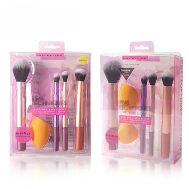 4PCS Gradient Pink-Purple Makeup Brush Set with Beauty Sponges Ultra-Soft Bristles Ideal for Full Face Makeup Gift